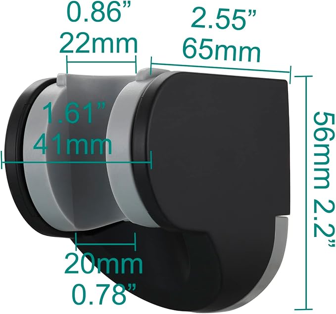 Tecmolog Black Shower Head Holder ABS Wall Mount Adjustable Angle Handheld Shower Bracket for Shower Head, ST01B