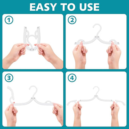 30 Pcs Travel Hangers Portable Foldable Travel Hanger Organizer, Plastic Cruise Essentials Clothes Drying Rack Folding Hangers for Camping Flying RV Europe Vacation Essentials Suitcase, White
