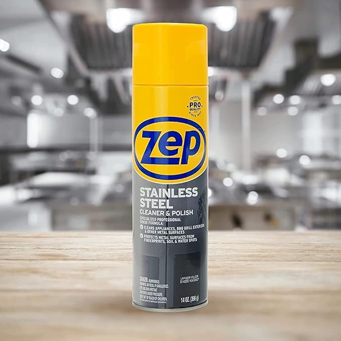 Zep Stainless Steel Cleaner and Polish 14 ounces (Case of 4) ZUSSTL14 - Protects Metal Surfaces from Fingerprints, Soil and Waterspots