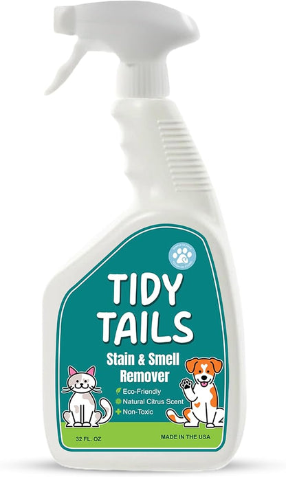 Pet Stain & Odor Remover – Enzyme Cleaner for Carpet, Rugs & Furniture – Eliminates Dog & Cat Pee Odors – 32oz Citrus Spray – Safe for Pets & Kids, Made in USA