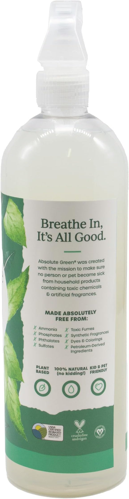Absolute Green All Purpose Cleaner Spray, Non-Toxic, Kitchen, Bath, Countertop, Stainless, Safe around Kids + Pets, Natural Peppermint Scent, 25 oz (6 Pack)