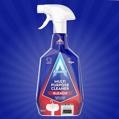 Astonish Multi Purpose Cleaning Spray 3 Pack With The Power Of Bleach - All Purpose Cleaning Solution Removes Heavy Duty Stains & Hygienically Cleans Bathrooms & Kitchen Surfaces, 750ml Spray Bottle