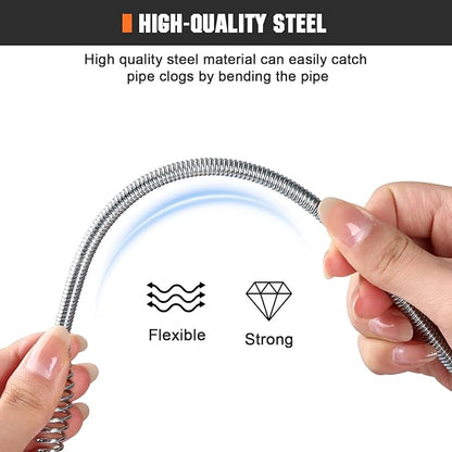 Drain Auger 25 Ft,Plumbing Snake With Drill Adapter,Pipe Clog Remover for Kitchen Bathroom Shower Sink Cleaning,Flexible Spring Steel