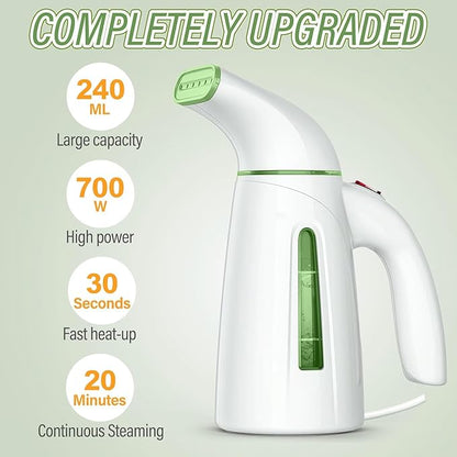 OGHom Steamer for Clothes, Portable Handheld Clothing Garment Steamer, 240ml Large Capacity 700W Travel Steam Iron 30 Second Fast Heat Up (Pale Green)