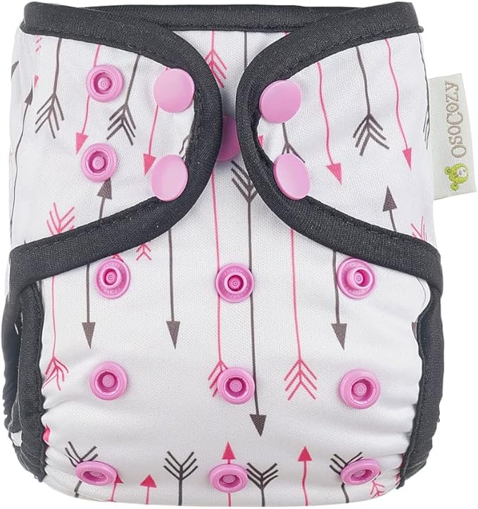 OsoCozy Newborn Reusable Cloth Diaper Covers - Adjustable Snap Fit & Double Leg Gussets for Baby Boys & Girls from 6-12 Pounds. Use with Prefold, Flat or Fitted Cloth Diapers or Snap-in Inserts