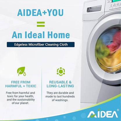 AIDEA Microfiber Cleaning Cloth, 5PK, Soft Absorbent Rags, Microfiber Towels for Cars, Kitchen Towels, Dusting Cloth for Home, Window, Cleaning Supplies, 12"×12"