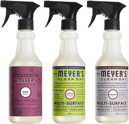 Mrs. MEYER'S CLEAN DAY Multi-Surface Cleaner 3 Pack Variety Pack, Mum, Lemon Verbena, Lavender, 16 Fl Oz Each, 1 CT