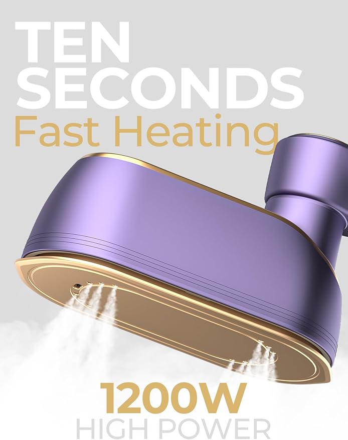 Portable Travel Steamer, 1200W Handheld Fabric Steamer for Clothes, 4Modes with LCD Display, Powerful Wrinkle Remover for Home & Travel, 150ml Water Tank, 10S Fast Heat-Up, 180°Swivel Handle, Purple