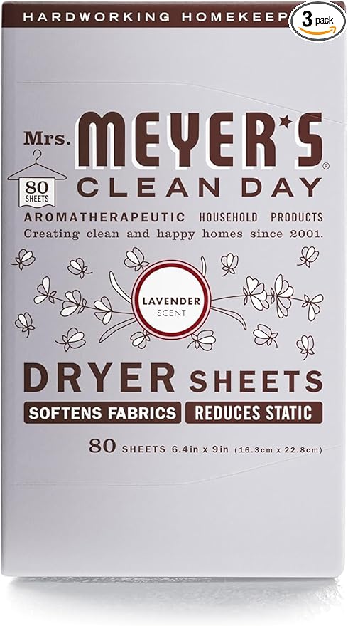 Mrs. Meyer's Clean Day Dryer Sheets Lavender, 80 Count (Pack of 3)