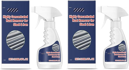 120ml Highly Concentrated Rust Remover for Steel & Iron – Fast-Acting Rust Remover Spray for Tools, Kitchen Utensils, Bathroom Hardware, Multi-Scene Rust Stain Remover (2pack)