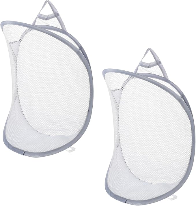 GLEAVI 2pcs Wall-Mounted Laundry Baskets Folding Storage Organizers for Clothes Sturdy Fabric Hanging Hamper Handles for Home and Travel