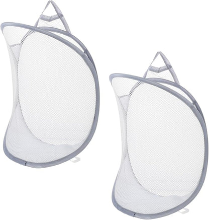 GLEAVI 2pcs Wall-Mounted Laundry Baskets Folding Storage Organizers for Clothes Sturdy Fabric Hanging Hamper Handles for Home and Travel