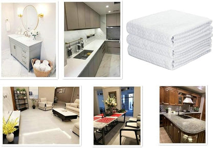 Waffle Weave Kitchen Towels Thick Microfiber Dish Drying Towels Absorbent Tea Towels Hand Towel Lint Free 16Inch x 24Inch 3 Pack White