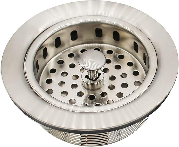 Westbrass A214-07 3-1/2" Post Style Large Kitchen Sink Basket Strainer, Satin Nickel