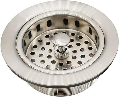 Westbrass A214-07 3-1/2" Post Style Large Kitchen Sink Basket Strainer, Satin Nickel