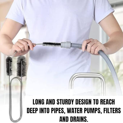 Flexible Drain Cleaning Brush (72" Long) for Drains, Bottles, Bathroom Sink, Bathtub, Shower, and Kitchen Sink, Heavy-Duty Double Ended Nylon with Elastic Hose, Bathroom Essentials, Purple