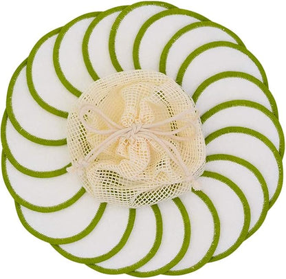 20 Pack Reusable Makeup Remover Pads - Bamboo Reusable Cotton Rounds for Toner, Washable Pads for All Skin Types with Cotton Bag