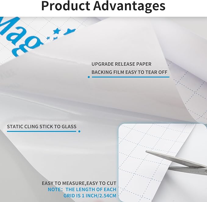 Window Privacy Film with Installation Tools,Frosted Glass Window Film,Heat Blocking Static Clings Reusable Frosting Window Film for Bathroom Home Office,23.6 Inch X 6.5 Feet