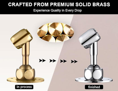 Adjustable Shower Head Holder Wall Mount, Solid Brass Handheld Shower Bracket with Screw Mount for Most Sprayers, Shower Wand Holder, Pivot Ball Joint Design(Chrome Finish)