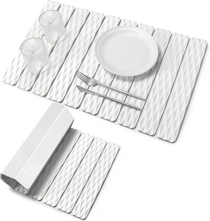Large Stone Dish Drying Mats for Kitchen Counter, 24"(L)×16"(W) Ripple - Pattern Dish Drying Mat, Eco-Friendly Absorbent Diatomaceous Earth Mats for Dishes Bottles Cups, Match Any Countertop