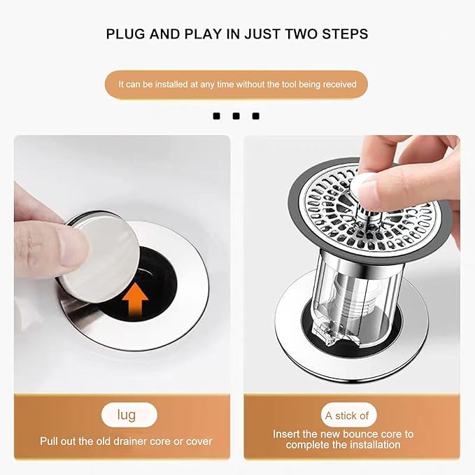 PANGBOER Detachable Bathtubs Drain Stopper Bathroom Shower Sink Drain Plug Push-type Bounce Cores Drain Filter Bounce Cores