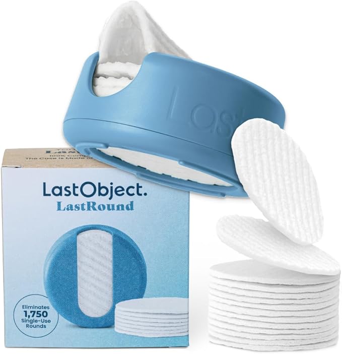 LastRound Reusable Makeup Remover Pads - 7 Washable Eco-Friendly Reusable Cotton Rounds for Face - Sustainable & Soft Cotton Face Pads for Facial Cleansing & Eye Makeup Removal - Travel Storage Case