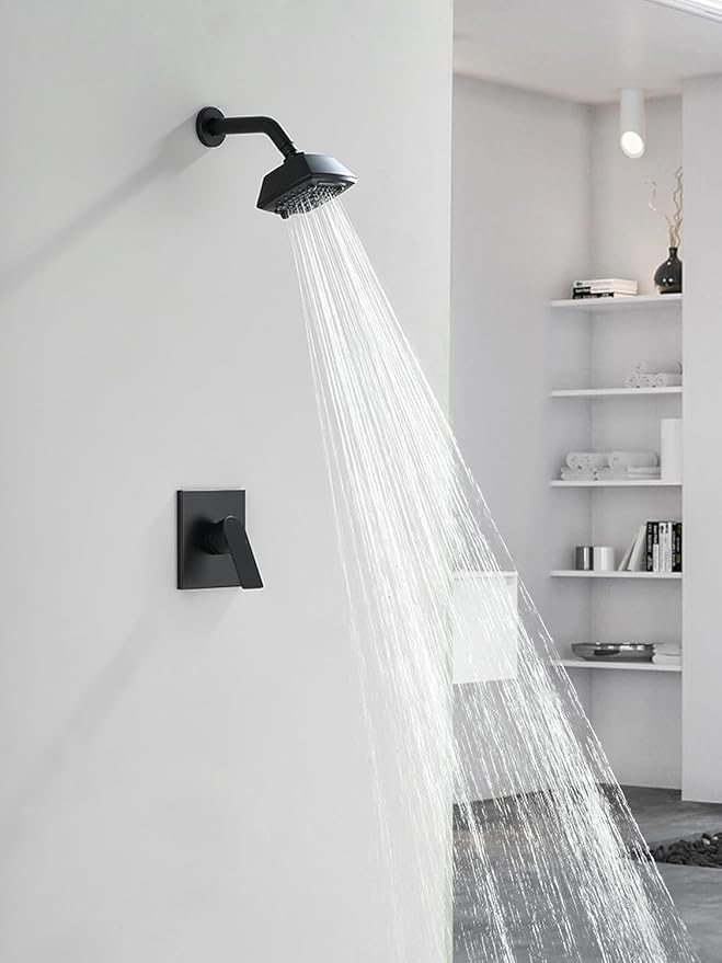 Matte Black Shower Faucet Set 6 Setting Shower Head 5 Inch Shower Trim Kit Modern shower valve kit High Pressure Shower Fixtures Shower System