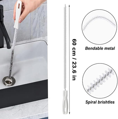Cleaning Brush Kit, Flexible Drain Cleaning Brush, Drain Hair Removal Tool, Cleaner Brush for Bathroom, Toilet Rim, Sewer Drain, Tile Grout, Sink, Crevice, Pipe