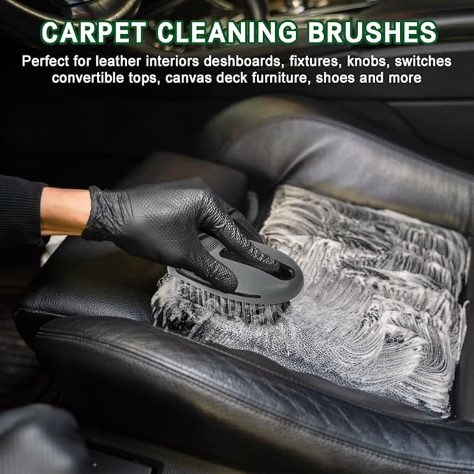 Carpet and Upholstery Cleaning Brush, Stiff Bristle Carpet Detailing Scrubber Brush, Multi-Functional Car Detailing Scrub Brushes, Cleaning Brushes for Car and Home Couch Floor Mats (Gray)