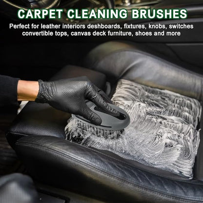 Carpet and Upholstery Cleaning Brush, Stiff Bristle Carpet Detailing Scrubber Brush, Multi-Functional Car Detailing Scrub Brushes, Cleaning Brushes for Car and Home Couch Floor Mats (Gray)