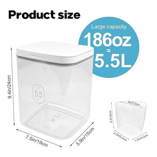 5.5L Laundry Detergent Dispenser with One-Press Lid Laundry Powder Container for Laundry Room Organization & Storage Pod and Airtight Dishwasher Pod Holder for Bead Powder, 1 Pack