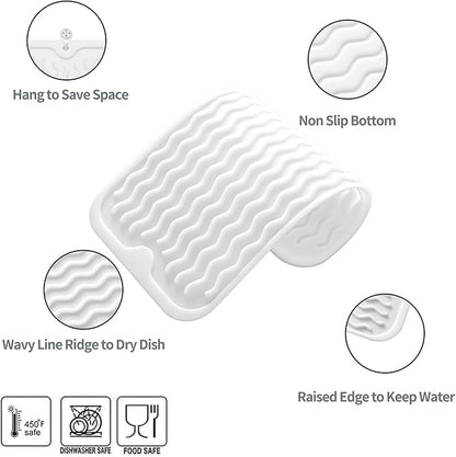 MicoYang Silicone Dish Drying Mat for Multiple Usage,Easy clean,Eco-friendly,Heat-resistant Silicone Mat for Kitchen Counter or Sink,Refrigerator or Drawer Liner White S 12 inches x 6 inches