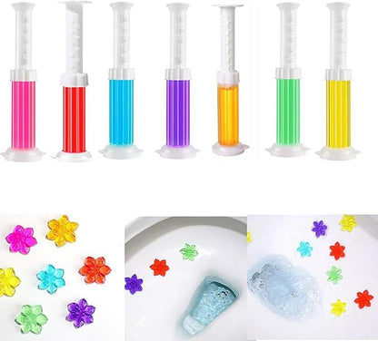 Toilet Gel Stamp,Flower Shaped Scent Freshener for Inside Toilets, Stick on Stamps Refill, Cleaning Gels Refresher, Long-Lasting Fresheners, Bathroom Cleaners Gadgets (6, Colorful)