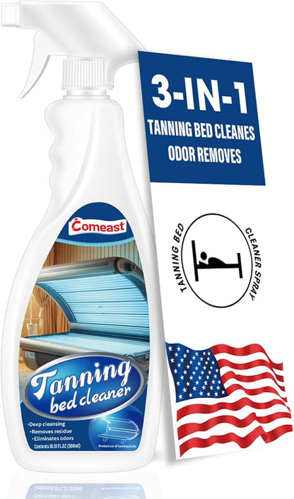 Tanning Bed Cleaner for Indoor Tanning Beds, Plastic Solution Spray Cleaner, Eliminating Particles Potentially Found in Tanning Salons or Spas Centers, Health Clubs 16.91Fl Oz