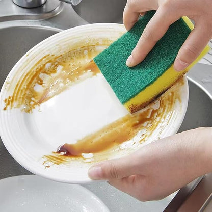 Heavy Duty Scrub Sponges – Kitchen Dish, Sink and Bathroom Cleaning Scrubber Sponge - with Non-Smell Scouring Pad (Right Angle 2 pcs)