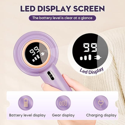 Rechargeable Fabric Shaver, 2025 New Electric Lint Remover Shaver 3 Modes Lint Remover for Clothes 6-Blade, 3-Speed Defuzzer Remove Fuzz, Pills for Clothes, Upholstery, Furniture (White)