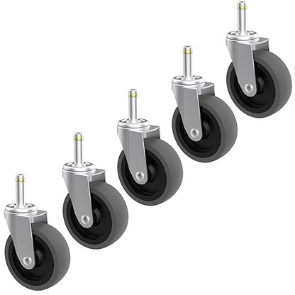 Replcament Casters for Brute Trash Bin Dolly Set of 5, 3-Inch Trash Can Dolly Replacement Wheels - 375LBs per Set