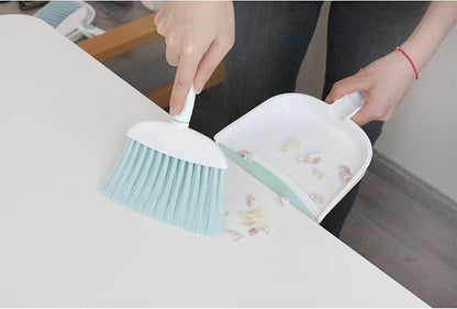 Mini Broom and Dustpan Set-Mini Whisk Set for Desk, Housekeeping, Office, Kitchen, Pet Nest, etc.,Daily Cleaning Necessity Plastic Mini Dustpan Set (Light Blue)