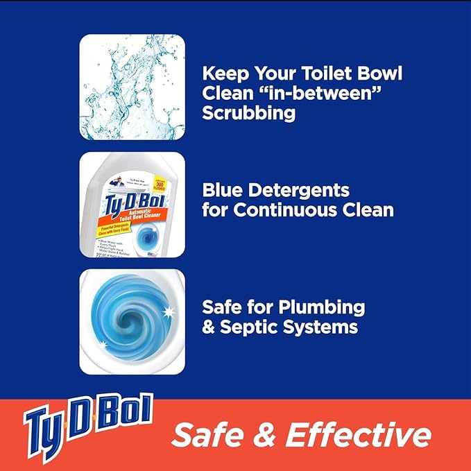 Automatic Toilet Bowl Cleaner Liquid – In-Tank Toilet Cleaner, Original Blue Formula, Long-Lasting Freshness, 10 oz