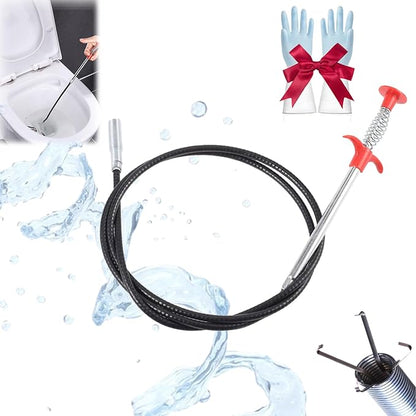 Sewer Cleaning Hook & No Need for Chemicals,Portrayi Sewer Cleaning Hook,Sewer Cleaning Hook Drain Clog Remover,Toilet Snake Clog Remover,Flexible Grabber Claw Long Drain Snake (78.4in)