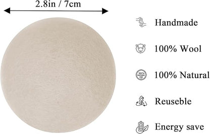 Wool Dryer Balls Organic XL 6 Balls per Pack by Loaddvni, Save Time,Money,Energy.
