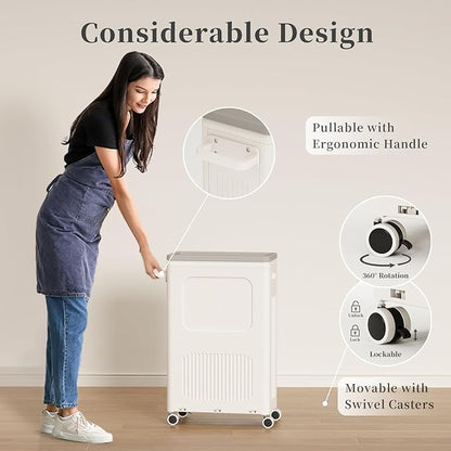 HAIXIN HOME Slim Laundry Hamper with Lid, 50L Plastic Tall Laundry Basket with Wheels, Compact Size for Narrow Space, Rolling Laundry Cart with Handle for Easy Transport to Laundry Room