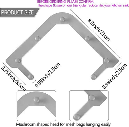 Kitchen Sink Triangle Tri-Holder Filter, Kitchen Sink Strainer, Sink Drain Strainer, with a Triangular Gray Rack and 200PCS Large Size Filtering Mesh Bags for Kitchen Leftover