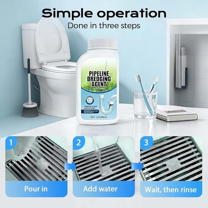 2026 New Pipeline Dredging Agent, Wild Sink and Drain Cleaner Powder, Fast-Acting Pipeline Dredging Agent for Kitchen Sinks, Bathroom Drains, Tubs and Toilets (3)