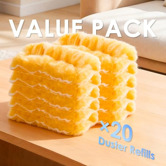 20 Count Compatible with Swiffer Heavy Duty Duster Refills, Unscented 360° Disposable Duster Microfiber Pads for Cleaning Home, Electronics, Blinds, Ceiling Fans, Furniture (Duster Refill Only)