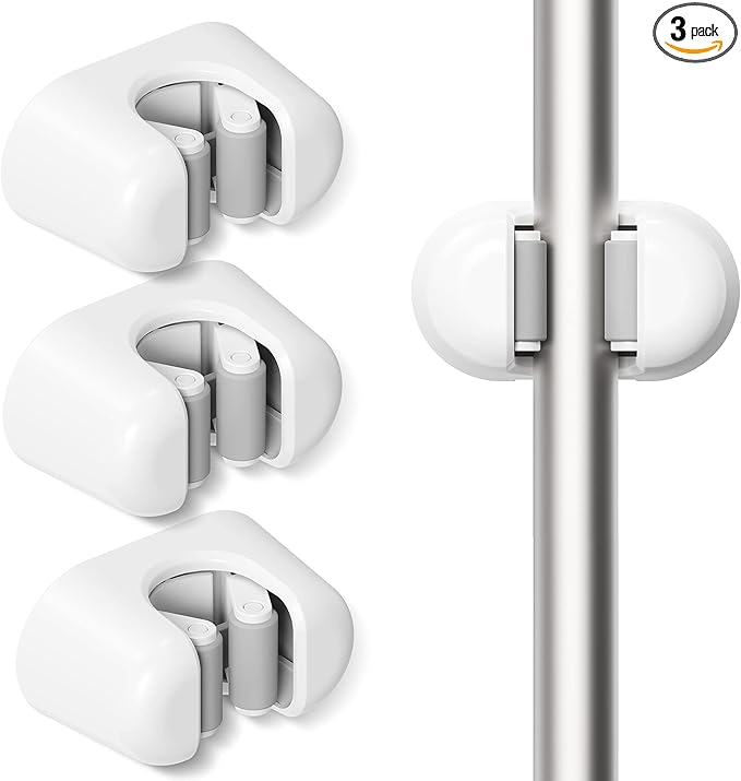 BEZOX Broom Holder, 3 PCS Wall Mount Mop Organizer Gripper, Self-adhesive Cleaning Suppliers Hanger Stands Rack for Bathroom, Kitchen, Garden, Garage Organization Storage