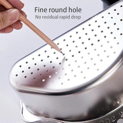 Triangle Sink Drainer Basket, Stainless Steel Triangular Sink Drain Shelf, Suction Cup Triangular Filter Drain Basket Kitchen Sinks Corner for Filter Food Waste and Washing Fruit(COLOR:silver)