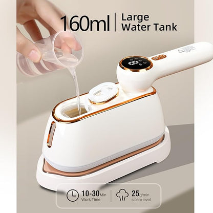 Travel Steamer & Iron for Clothes – Handheld Clothing Steamer, 10s Fast Heating, 4 Modes, LCD Display, 180° Swivel Handle, Garment Steam Wrinkle Remover 2-in-1 for Home and Business