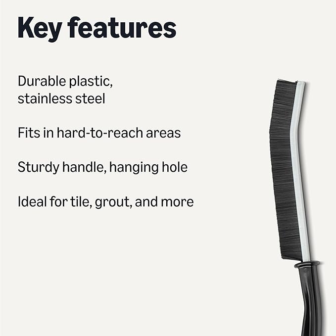 Amazon Basics Hard Bristle Grout and Tile Cleaning Brush, 12-Pack