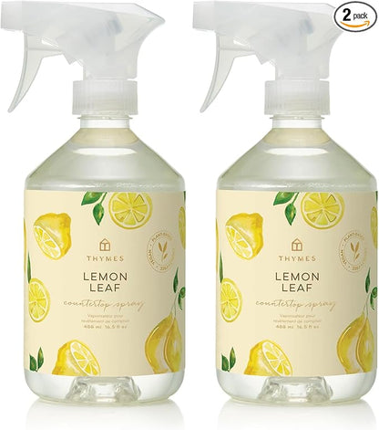 Thymes Countertop Spray - Counter Cleaner Spray - Household Cleaning Supplies (Lemon Leaf, 16.5 fl oz) (Pack of 2)
